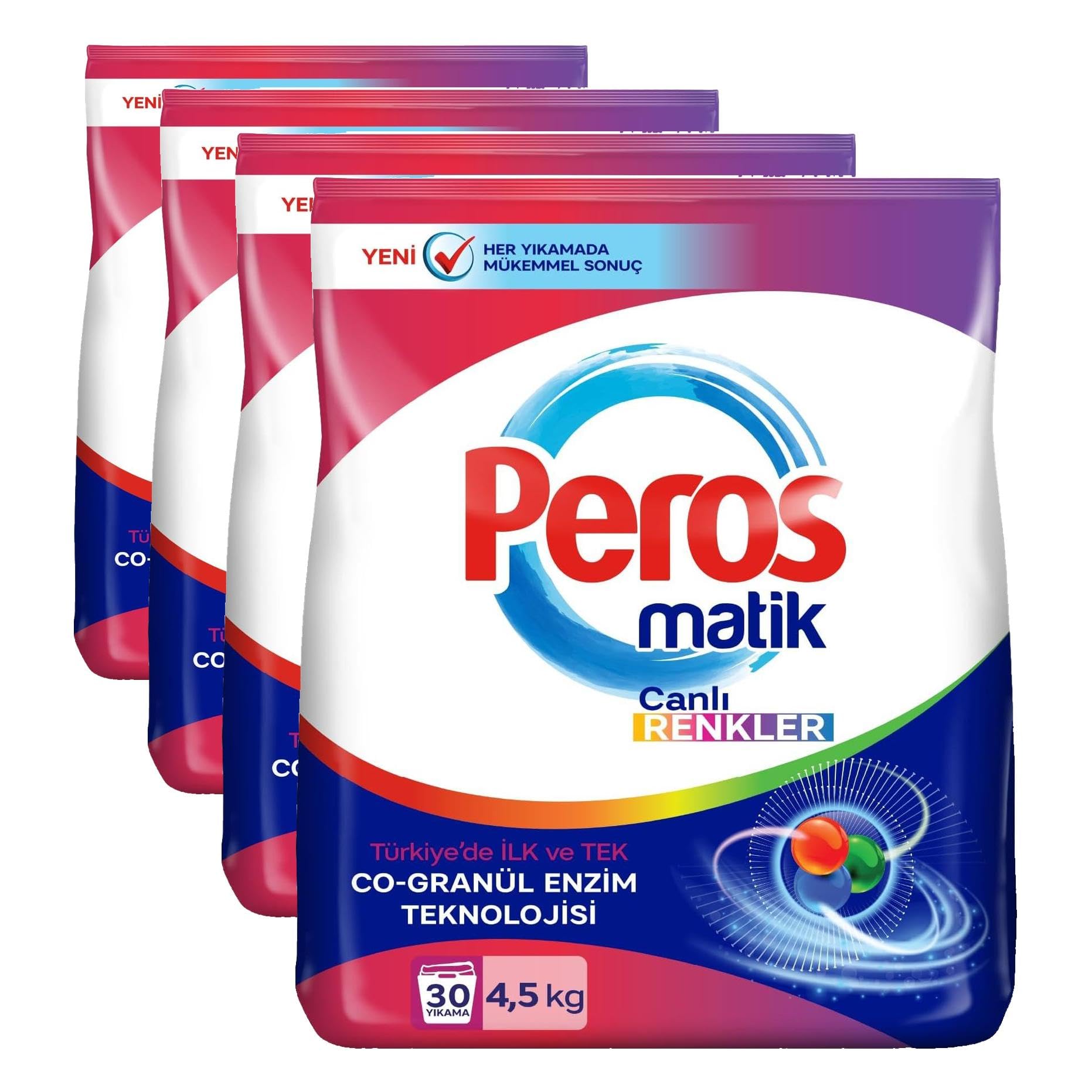 Peros Toz Çamaşır Deterjanı Canlı Renkler 4500 G (4 paketi)