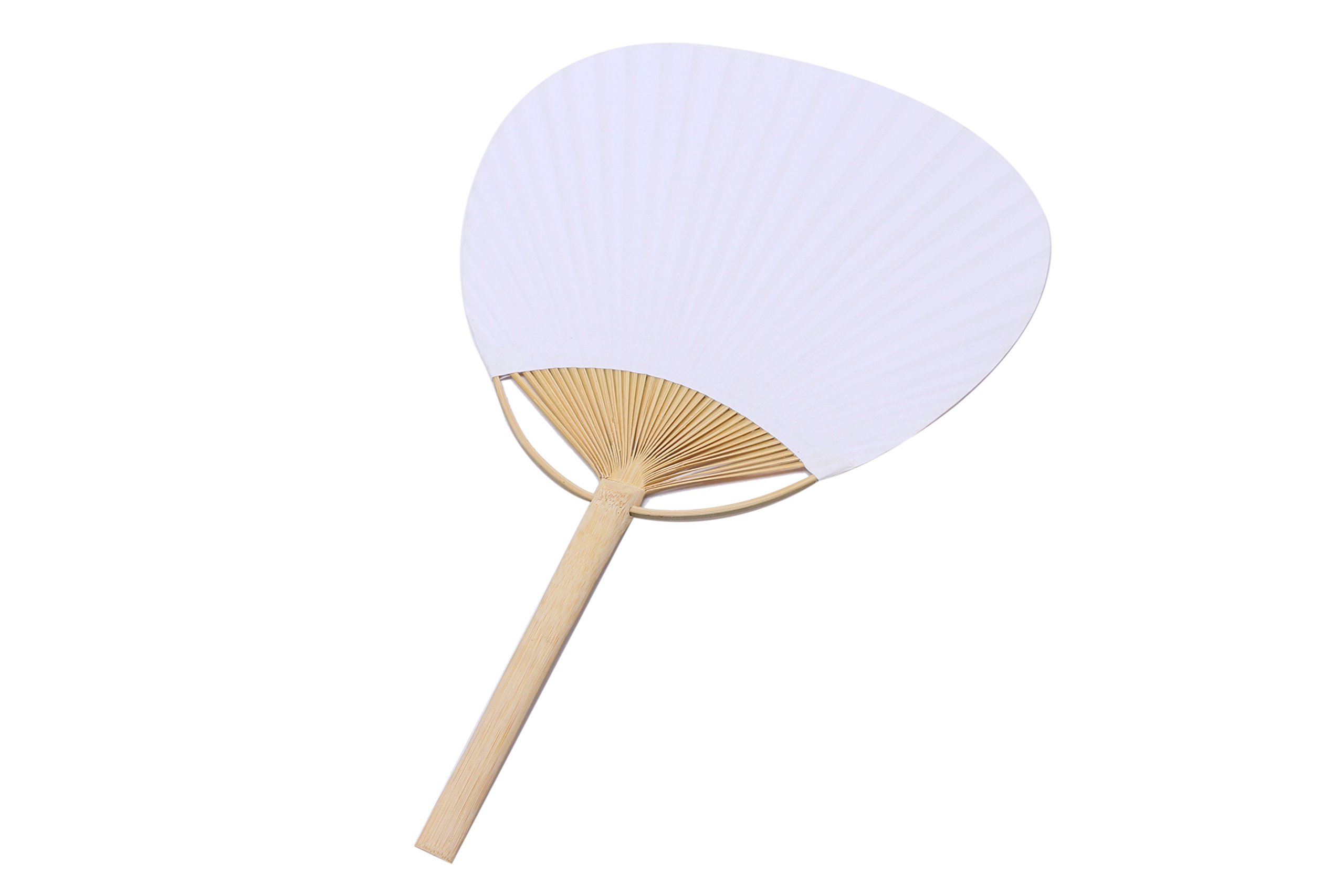 Lote de 10 Pai Pai Bambú Papel BLANCOS - Abanicos de Papel Parasoles Rafia Mimbre Chinos (Blanco) Perfectos para Invitados de Bodas