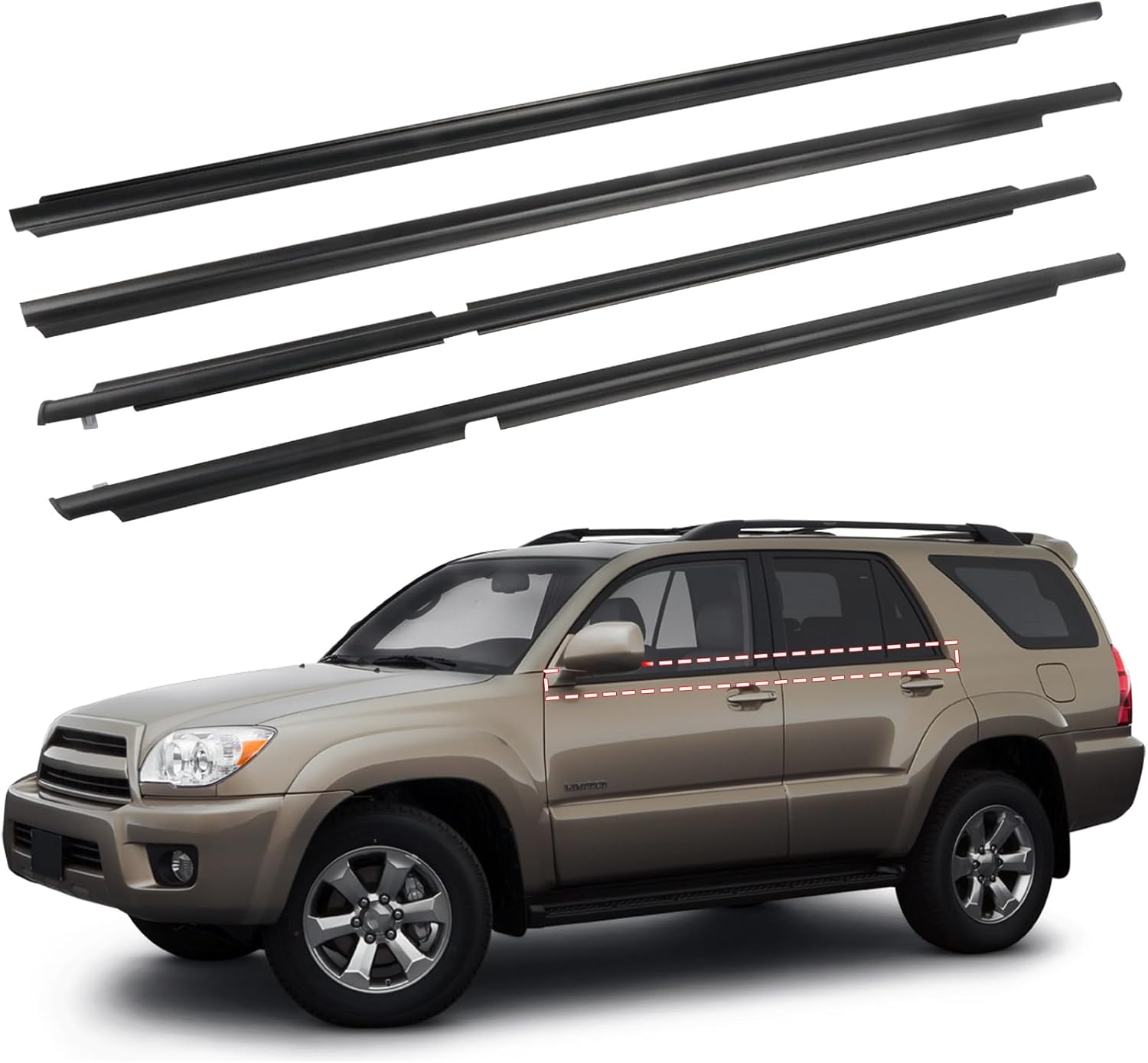 ItranMc Window Molding Trim Seal for 2003-2009 Toyota 4Runner - Black Outer Door Weatherstripping, Replaces 68161-35060