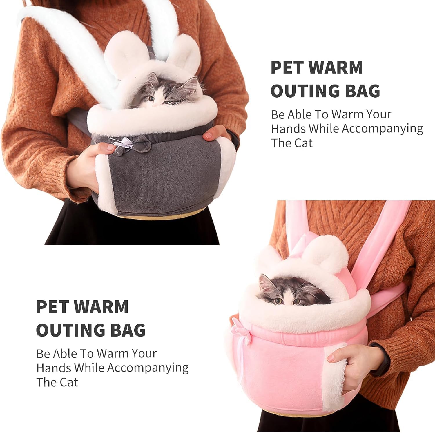 PETCUTE Sac à Dos de Transport pour Chat, Sac à Dos de Transport pour Petit Chien avec Doubles Poches,Sac à Dos de Voyage pour Chat,Sac de Transport Chaud et Respirant pour Animaux de Compagnie