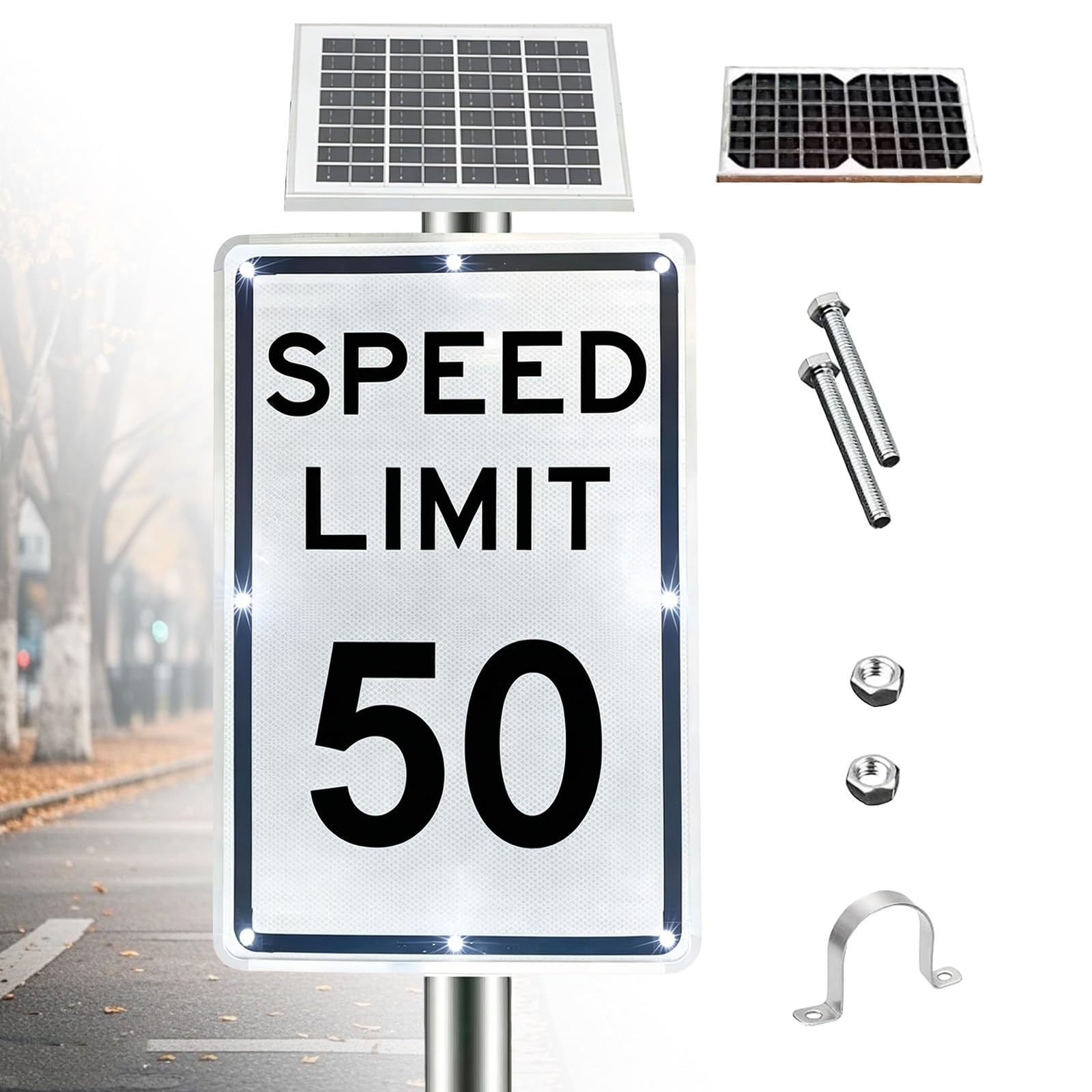 18"X 24"Solar Active Traffic Sign, Road Traffic Warning Sign