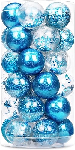 Miniatura 18 de 24 unidades - Adornos de bolas de Navidad colgantes de plástico transparente inastillable con bolas delicadas decorativas (2.36"/60mm, negro)