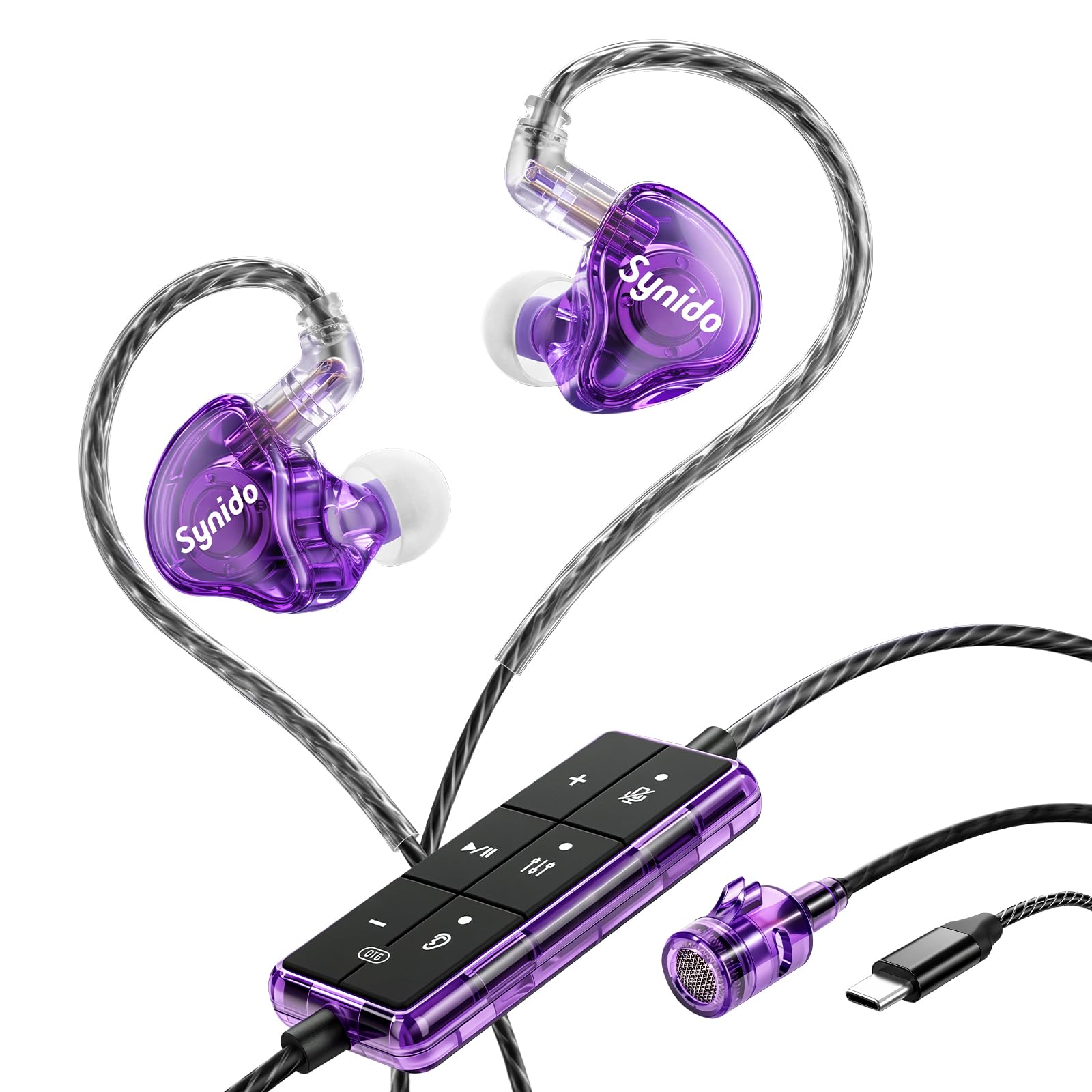 Synido Scheda audio auricolare per cantare live streaming, monitoraggio in tempo reale, accompagnamento BT, microfono con riduzione del rumore, 4 modalità audio, compatibile con smartphone, tablet e