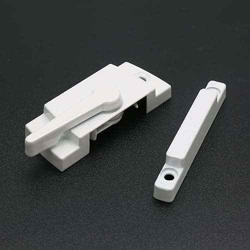 Miniatura 4 de Uenhoy Paquete de 2 cerraduras de ventana de acción de leva para ventanas dobles colgadas, cerraduras de ventana blancas para ventanas correderas