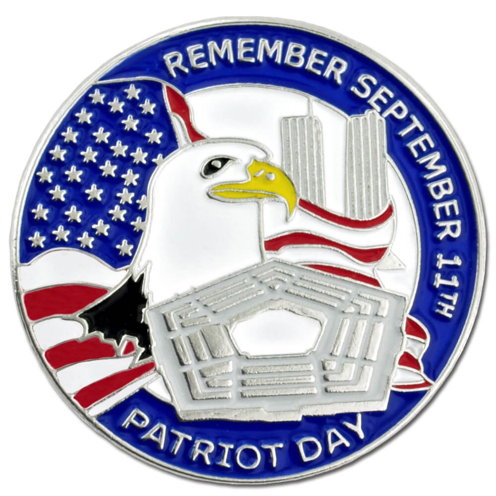 PinMart's 9/11 September 11th Patriotic Twin Towers Lapel Pin – 9/11 Memorabilia and Pentagon Remembrance – Commemorative Enamel Pins for Veterans, Events, Backpacks, Hats - Single or Bulk Packs