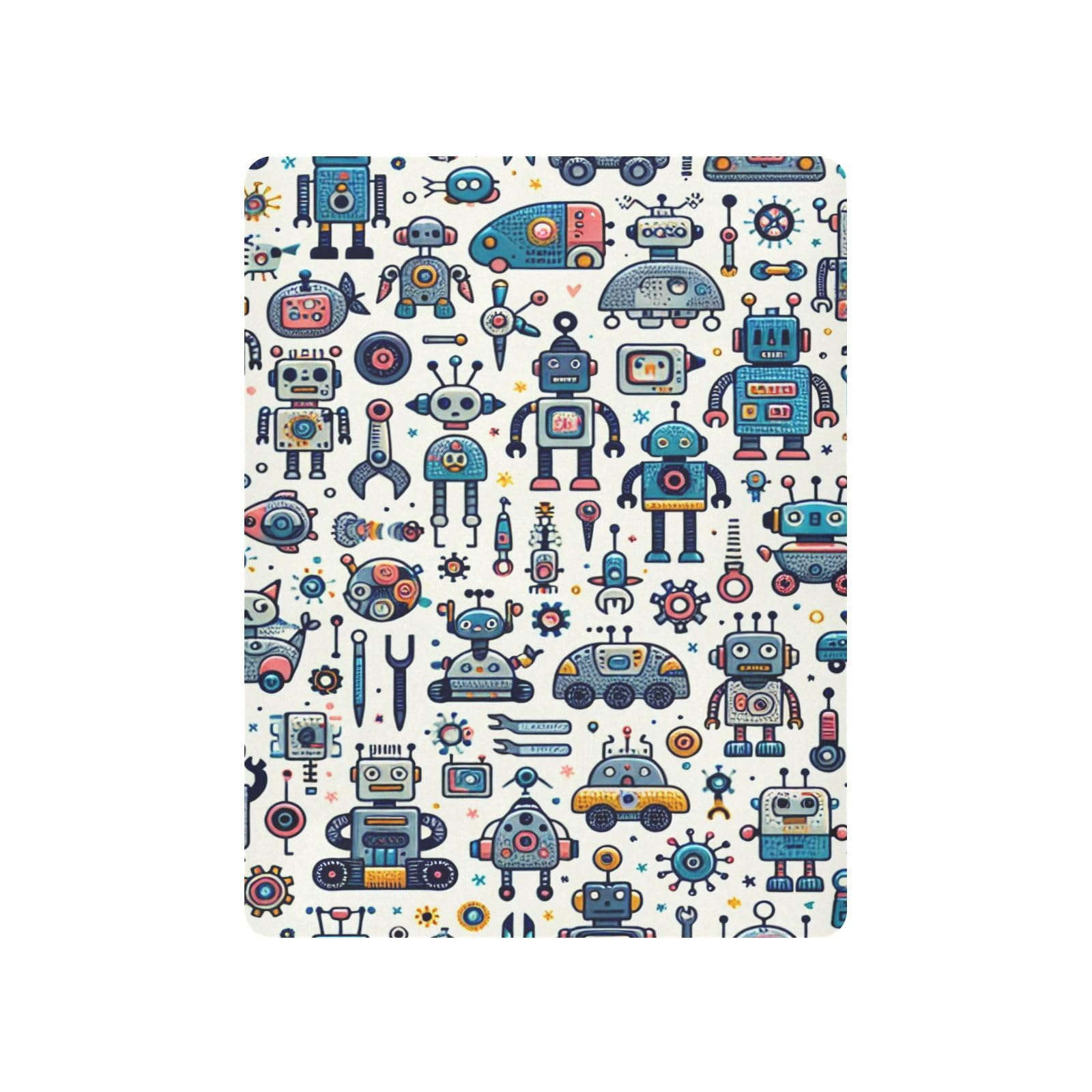 YANENDIE Cute Robot Pattern Crib Sheets - Boys & Girls Cotton Crib Sheet for Standard Crib and Toddler Mattresses 39 X 27 Inch