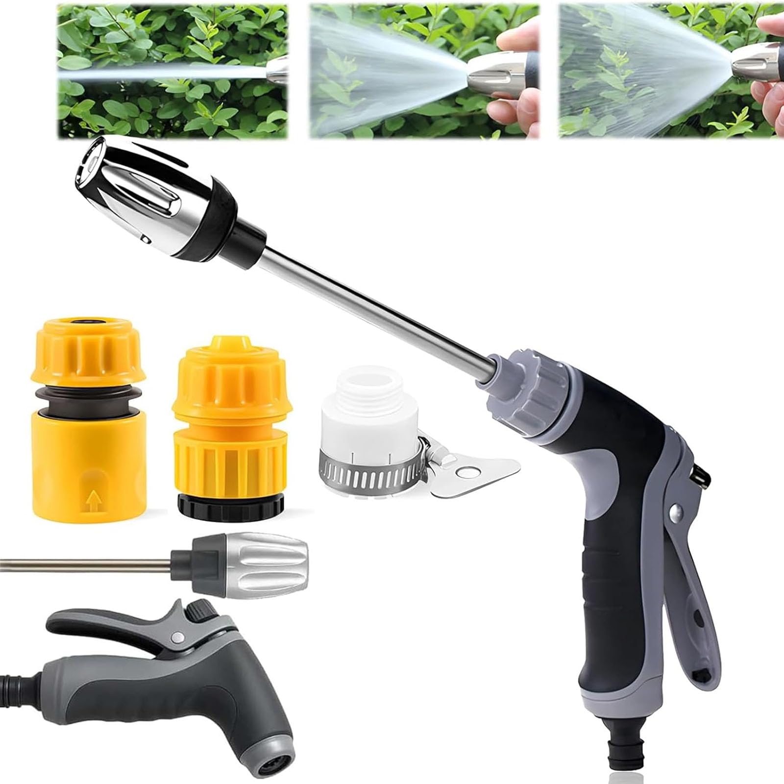 Jetterix Pressure Washer, Jetterix High Pressure Water Nozzle, 15 Second Quick Cleaning Turn Hose into Power Washer, Stainless Steel Cleaning Tool for Car Wash, Patio, Driveway and Decking (1 PC)
