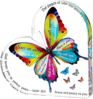 女性へのキリスト教の誕生日プレゼント、蝶のインスピレーショナル-宗教的なスピリチュアルデコレーション、家庭やオフィスデスクの文鎮-友人、姉妹、お母様へのクリスマスギフト(蝶 3.9インチ)