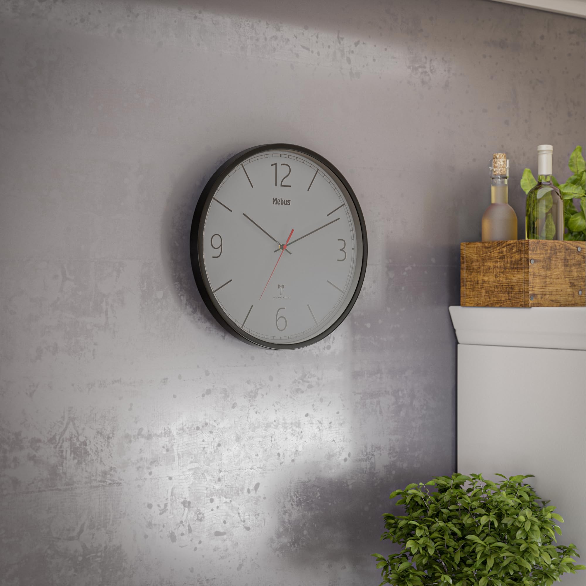 Mebus Wall Clock, Black/Grey, 30 cm, Black / Grey - Image 2