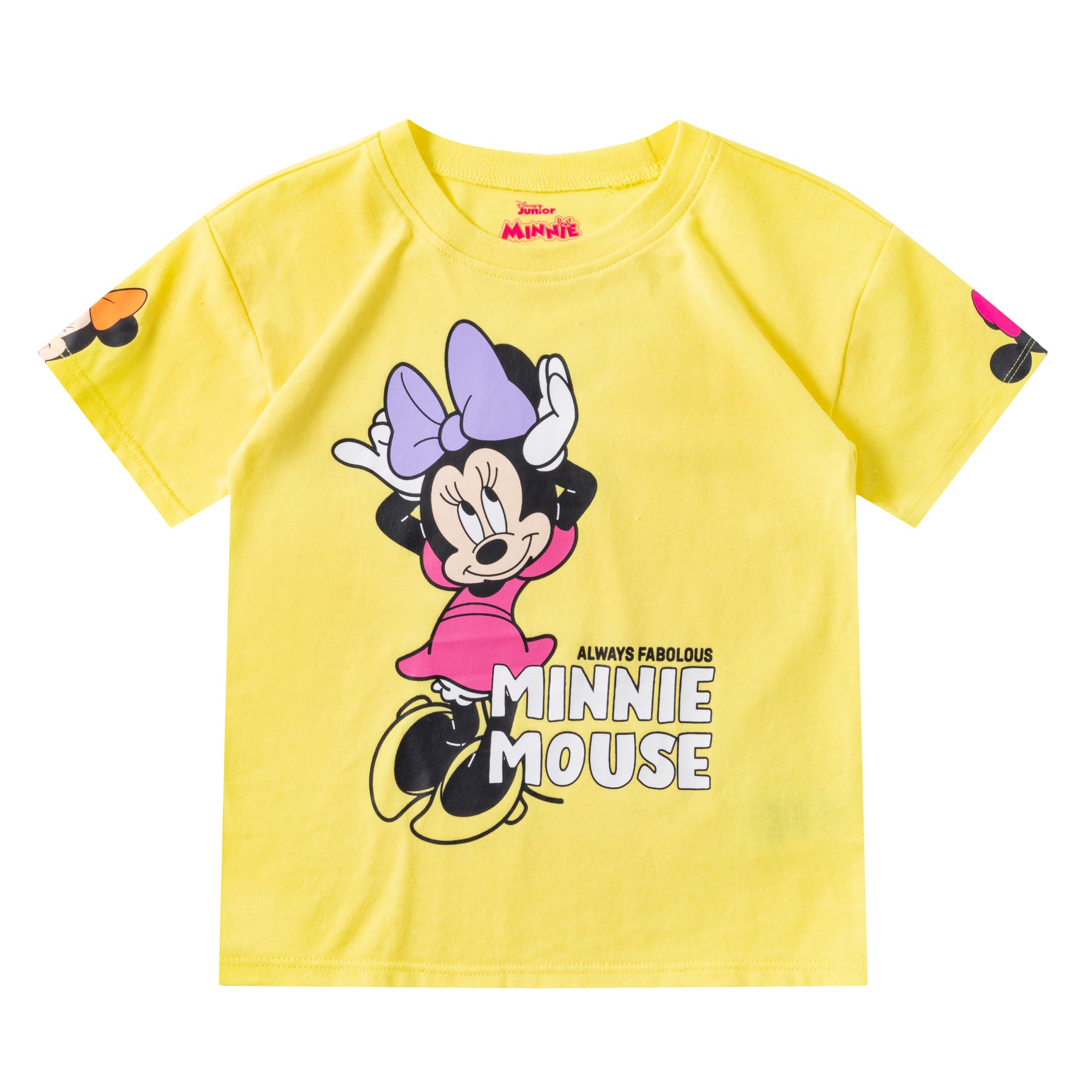 Disney Minnie Mouse - Conjunto de sudadera de 3 piezas, camiseta y pantalones cortos para niñas pequeñas y grandes