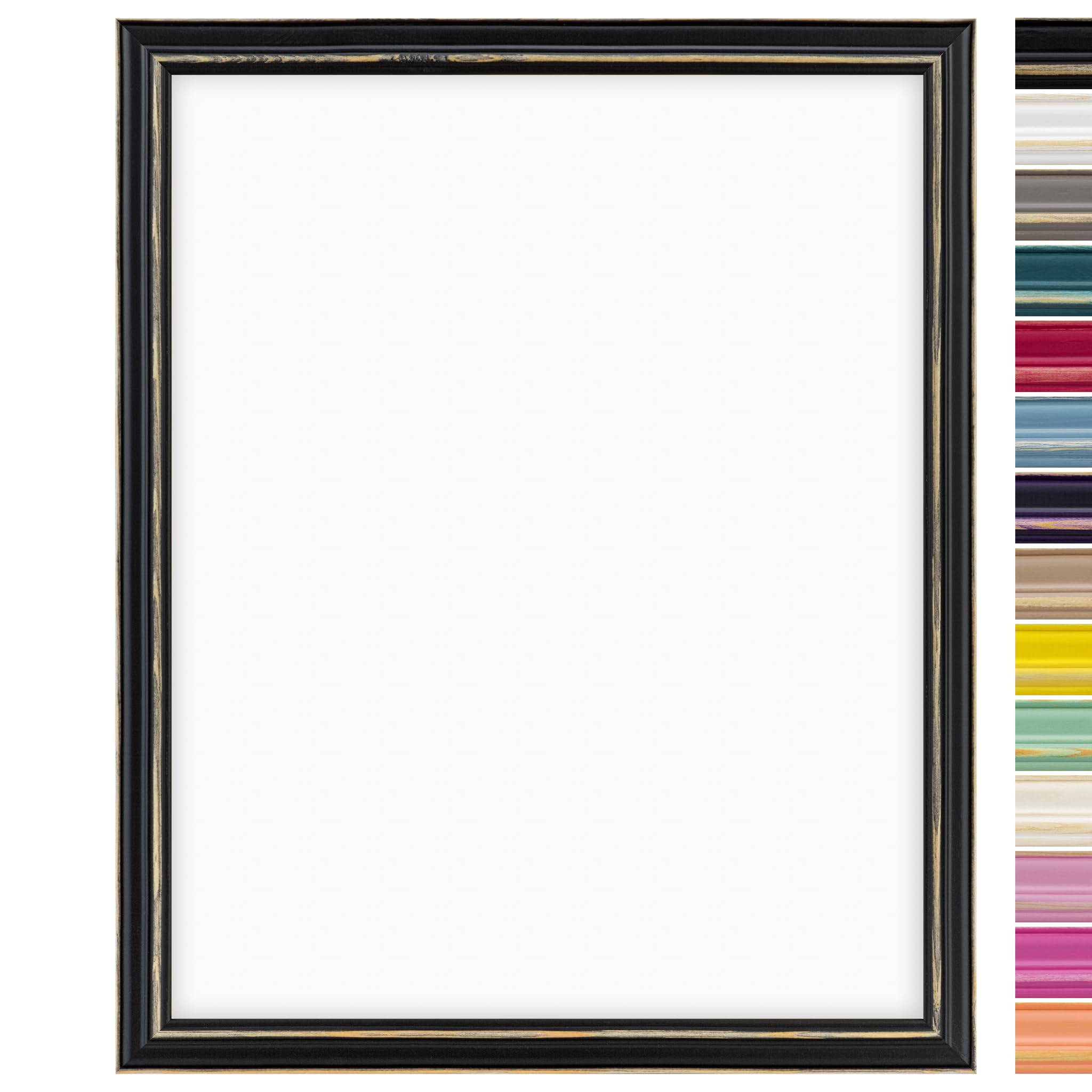 DÖRR Bilderrahmen Boho 40x50 schwarz, Massiv Holz, Kunstglas, Vintage Style, Hoch- & Querformat, hochwertiger Holzrahmen, Shabby Chic, Qualität aus Italien, Fotorahmen & Posterrahmen, Echtholzrahmen