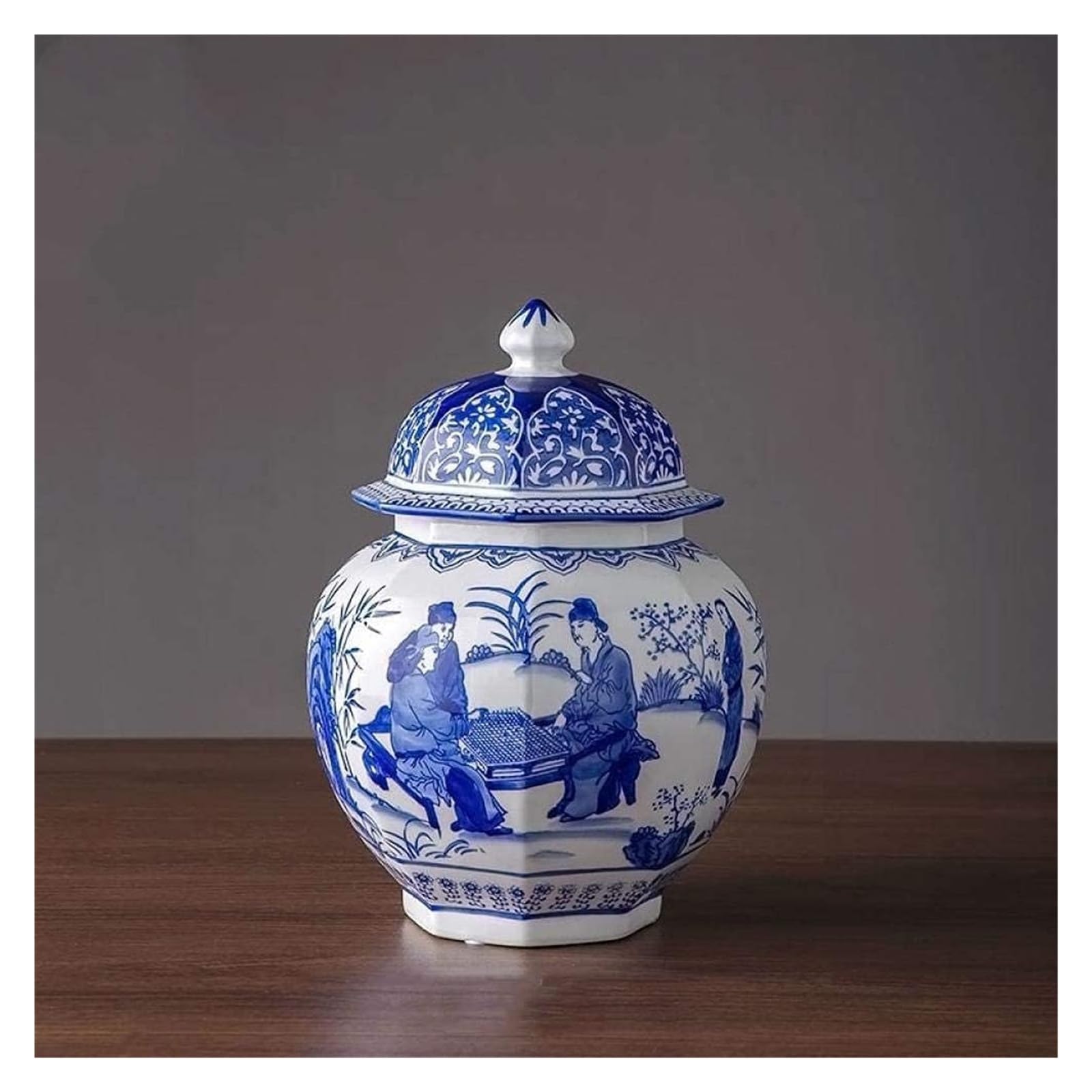 Vase Desktop Porcelain Ceramics Porcelain Jar with Lid Home Living Room Chinese Antique Flower Arrangement Porch Decorative Ceramic Decoration