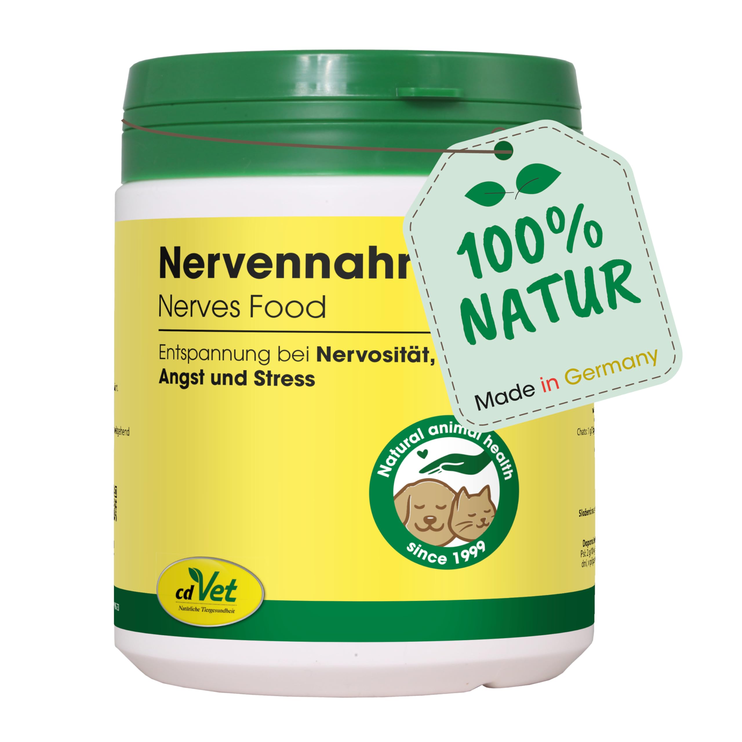 cdVet Nutrition nerveuse 450g - Complément Alimentaire pour la Relaxation et la régulation de l'anxiété et du Stress pour Chiens, Chats et Autres Animaux domestiques