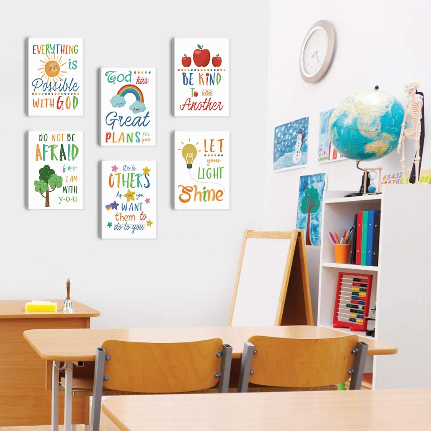 HPNIUB Colorful Rainbow Art Print,Kids Inspirational Quote Canvas Wall Decor Set of 6(8”X10”, Framed),Be Kind Bible Verse Wall Art for Children’ s Classroom,Sunday School Decor 5 71jL9ty4a0L. AC SL1500