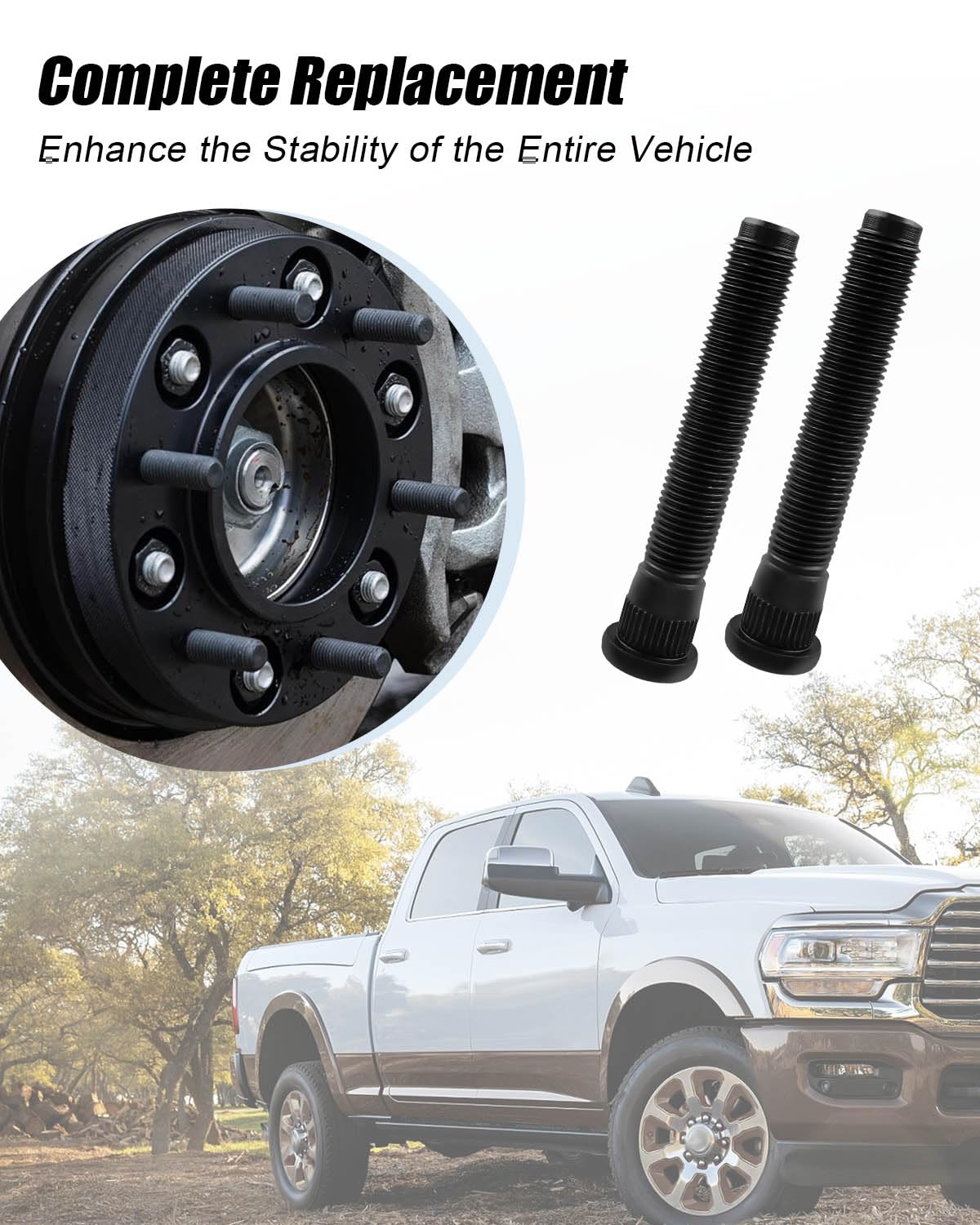 Rear Wheel Lug Stud Fit for Dodge Ram 4500 5500 2013 2014 2015 2016 2017 2018 2019 2020 2021 2022, Rear Wheel Bolts Replace 6509420AA 611-936