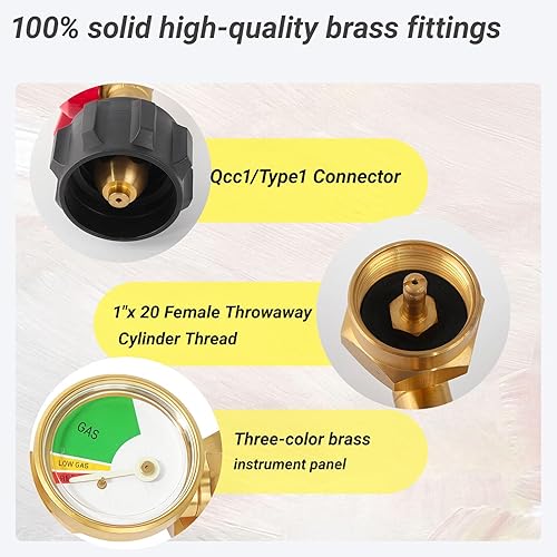 Miniatura 6 de Adaptador de recarga de propano de 20 libras a 1 libra, adaptador de codo de recarga de propano con válvula y medidor, apto para tanque de propano