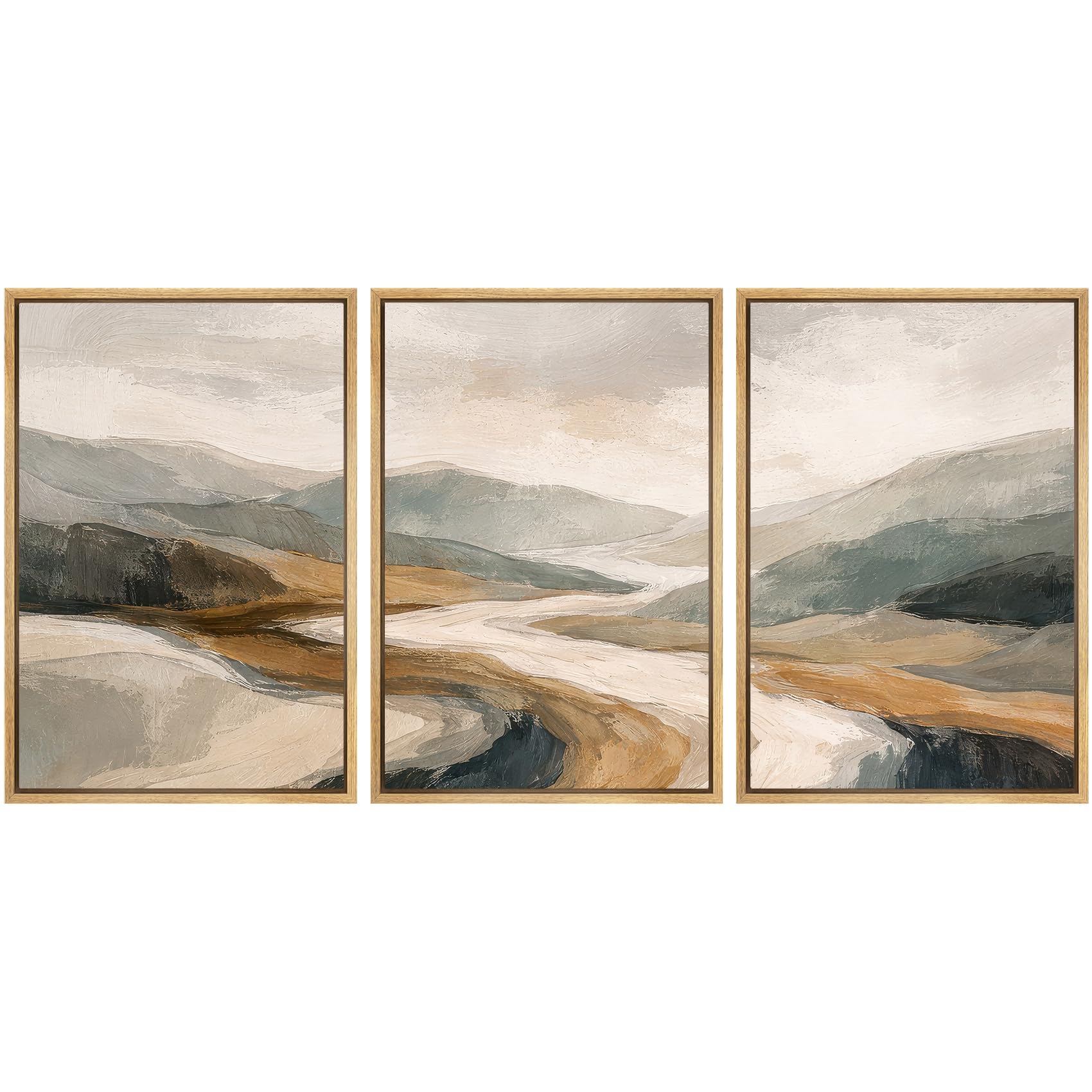 SIGNWIN Framed Canvas Print Wall Art Set Coastal Serenity Abstract Seaside Illustrations Modern Art Decorative Rustic Calm/Zen for Living Room, Bedroom, Office - 24"x36"x3 Natural — view 96