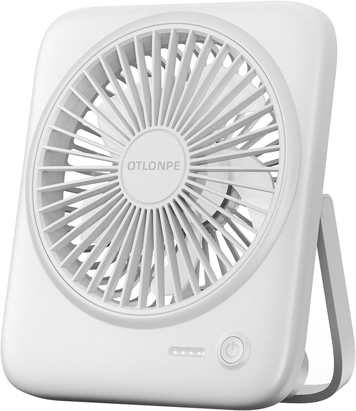 Personal Portable Desk Fan, 4000mAh Small Rechargeable Portable Fan Battery Operated & USB Powered for Travel Sleeping Bedroom Office Home Table, Cordless, Quiet, 4-Speed, 6.5 Inch (White)