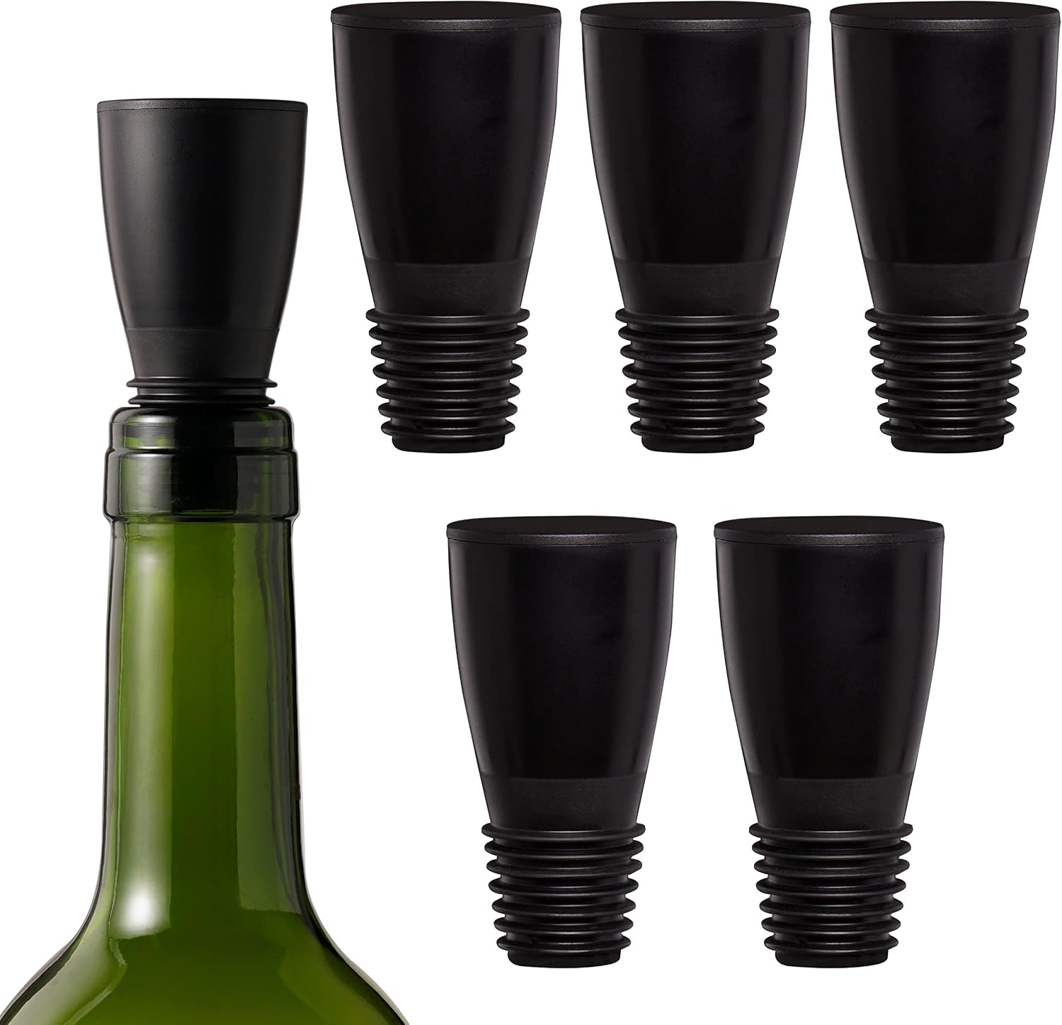 Alchemi Repour Wine Saver Stoppers - Easy to Use Vacuum Seal Stoppers - Removes Oxygen - Set of 6