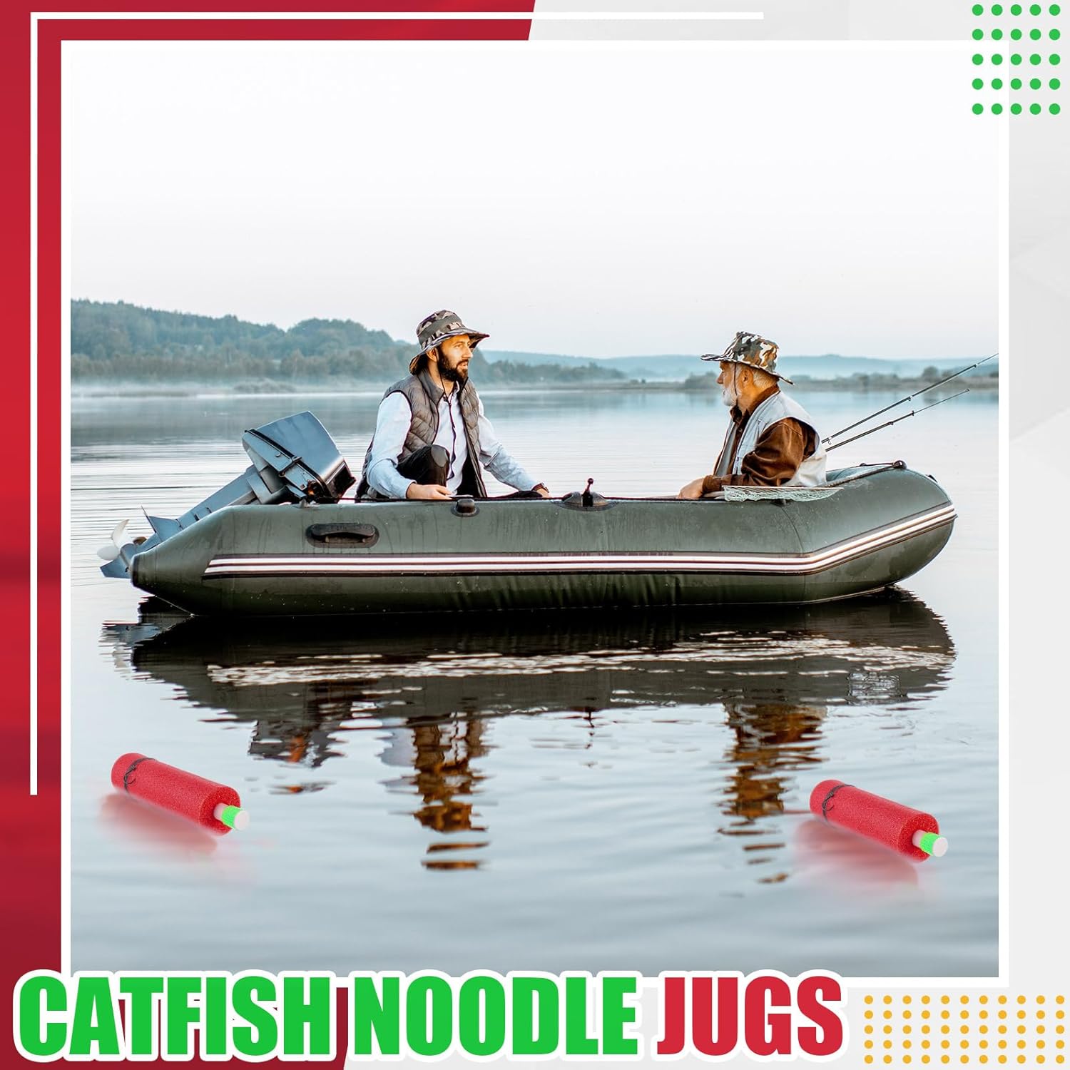 Threehoney 3/6/12 Set Catfish Rig Catfishing Tackle Floats Noodle Jugs Catfishing Equipment 13.4 Inch Fishing Lines Rig Tackle