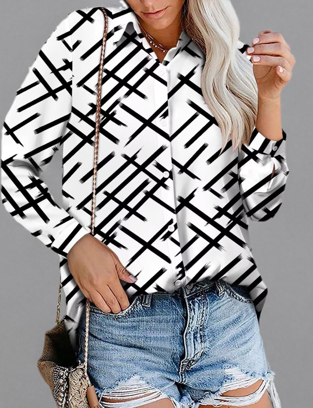 Magritta Women's Shirts Fashion Casual Loose Fit Long Sleeve Button Down Lightweight Collared Blouse Tops - Image 5