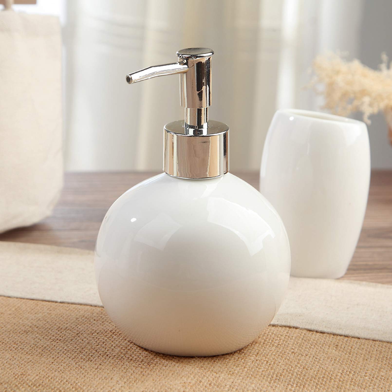 Cutfouwe Conjunto De Accesorios De Baño Adecuado Dispensador De Jabón, Jabonera, Soporte De Cepillo De Dientes, Conjunto Completo De Decoración De Baño Moderno, Conjuntos De Accesorios De Baño,Blanco