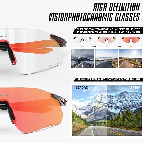 Miniatura 3 de KAPVOE Gafas de sol deportivas fotocrómicas Gafas de ciclismo Clear UV400 Protección Mujeres Hombres Bicicleta Gafas MTB Bicicleta Running