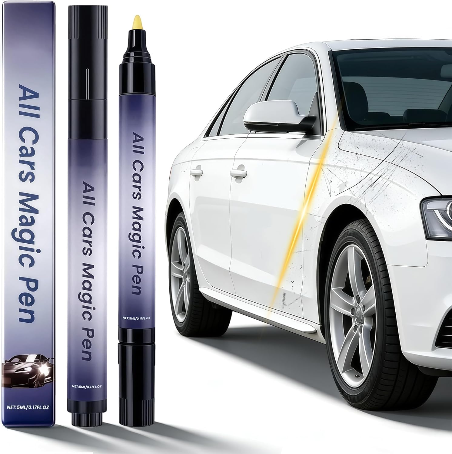 Car Scratch Remover Pen, Magic Car Scratch Removal Pen for All Car Colors, Scratch Repair Pen, Easy DIY Paint Repair Kit, Quick Fix for Wear Swirl Marks And Scuffs, 2PCS