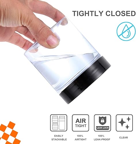 Miniatura 4 de Vivimee Paquete de 24 tarros de plástico con tapas de 16 onzas (paquete de 12) y 8 onzas (paquete de 12), tarros de plástico transparente para