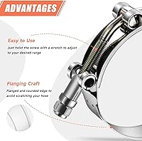 Vista 5 de Paquete de 2 abrazaderas de manguera con perno en T de 2 pulgadas, abrazadera de entrada turbo de acero inoxidable 304, rango de trabajo de 2.20 a