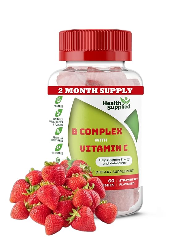Health Supplied — Complexo B com vitamina C, sabor morango, 60 gomas