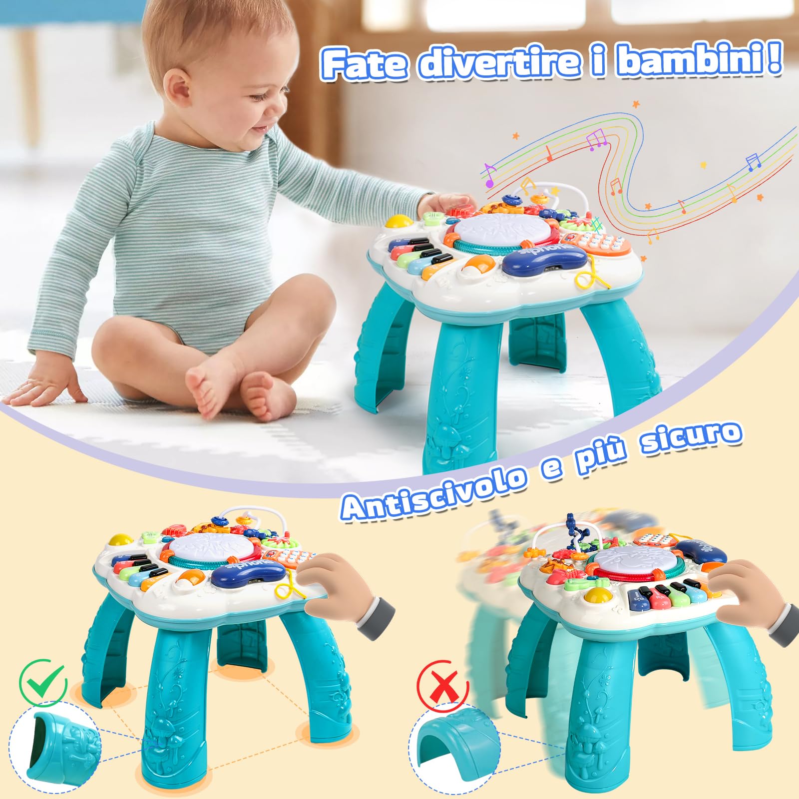 Giochi Bambini 1 Anno - Tavolino Tavolo Multiattivita Interattivo Bambini Giochi Montessori Educativi Giocattoli Bambina Bambino Natale Regalo per Bimbo 1 2 3 Anni