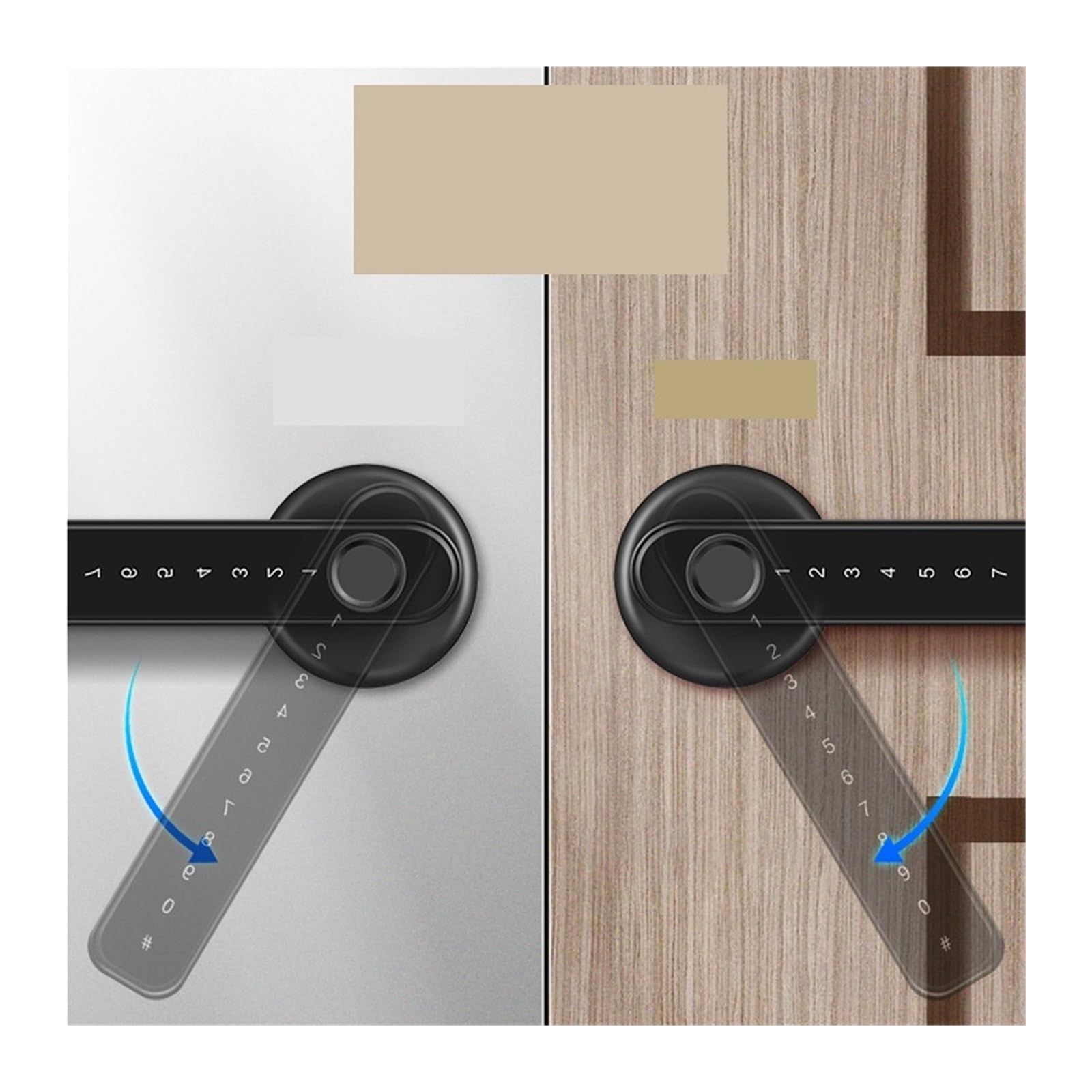 Serrure Intelligente, Bouton de porte rotatif en métal avec clé for chambre à coucher, salon, salle de bain(Silver)