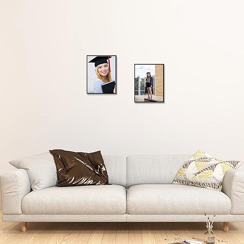 Miniatura 8 de Golden State Art, Marco de fotos de aluminio negro de 8.5 x 11 pulgadas con vidrio real, colección de marcos de fotos de pared de metal