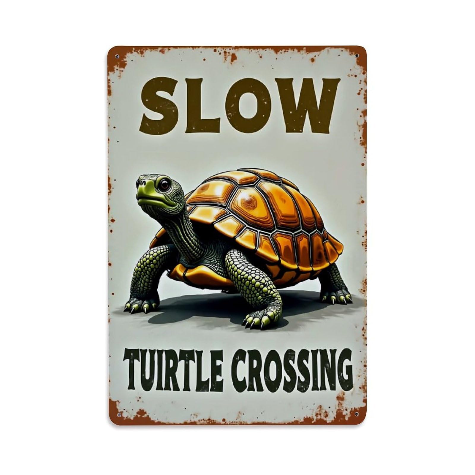 Jdfenggu Vintage Slow Turtle Crossing Sign Pattern Retro Metal Tin Sign, Decor Art Poster For Bar, Home, Man Cave, Kitchen, Laundry Room Gift 8X12inch