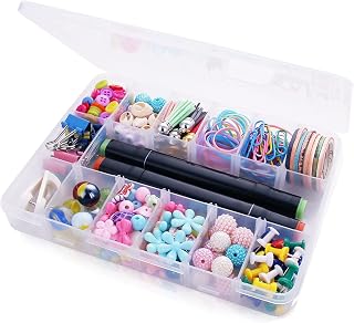 18 Grids Clear Organizer Box, Small Plastic Compartments Storage Container with Dividers for Ribbon, DIY Crafts, Bead, Jewelry, Sewing, Fishing Tackles, Thread, Size 7.9x6.2x1.2 In