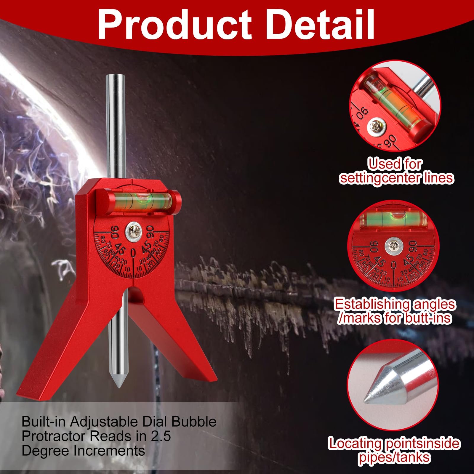 Pipe Center Finder, Multifunctional Pipe Center Punch 1 1/2-6In Range