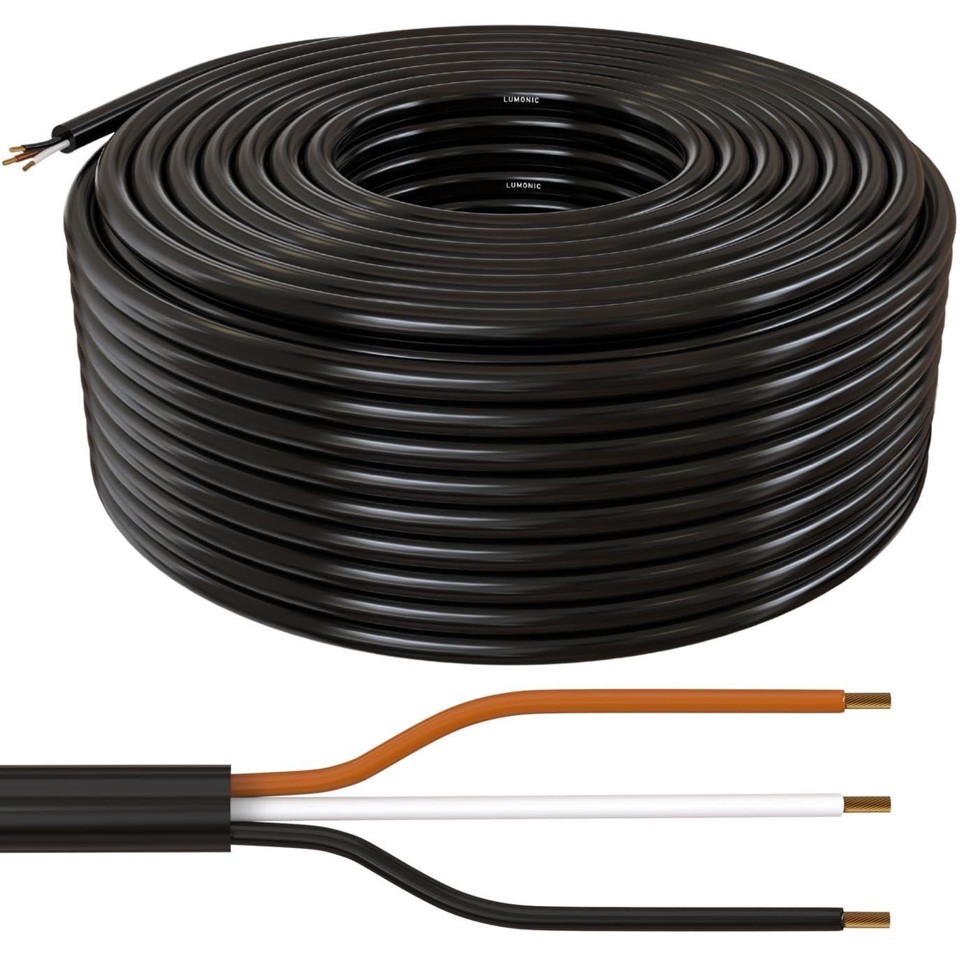 Lumonic 10m FLRYY Fahrzeugleitung 3x1mm² schwarz | 3-adrig | Anhängerkabel | mehradriges KFZ-Kabel | Öl- und Kraftstoffbeständig, flammwidrig | Niedervolt