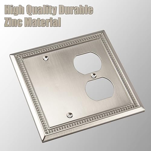 Vista 216 de Henne Bery Sunken Pearls - placa decorativa de pared para interruptor (Palanca simple, 2 unidades, níquel satinado)