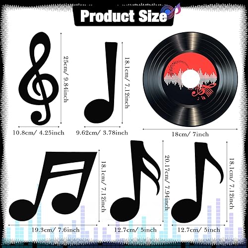 Miniatura 2 de Pasimy 39 Pcs Music Party Decorations Musical Notes Records Bulletin Board Cutouts Rock and Roll Classroom Decor for 1950s 70s 90s Retro Music