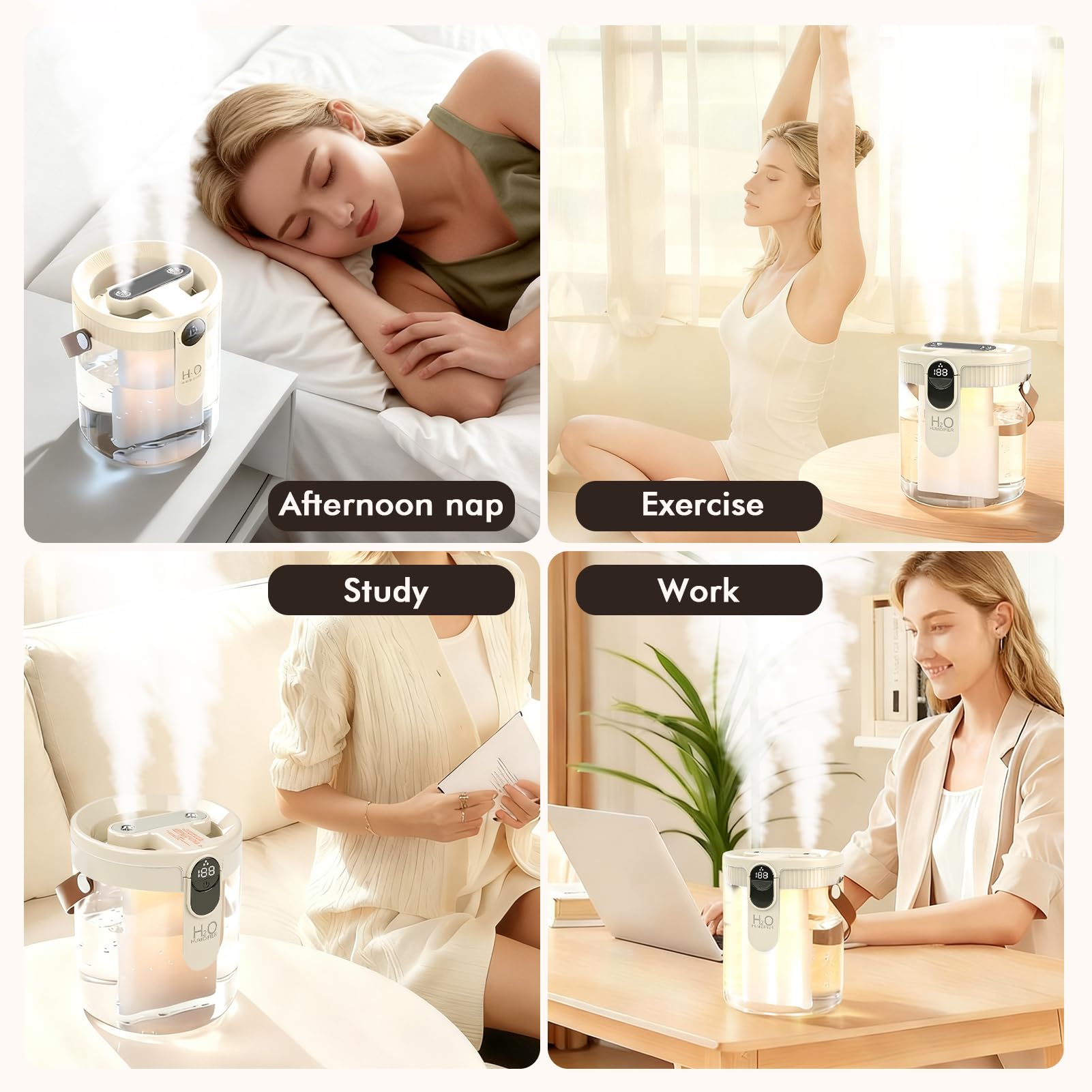 Beżowy stołowy nawilżacz powietrza, Home Dual-Spray wtyczka typu C