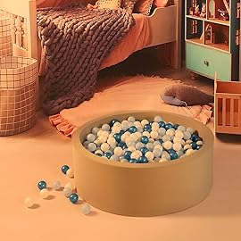 GOGOSO Ball Pit Balls for Toddler, Baby Plastic Playballs Kids Soft Pastel Pelotas Non-Toxic BPA-Free Pearl Blue+Light Blue+White 50 Balls