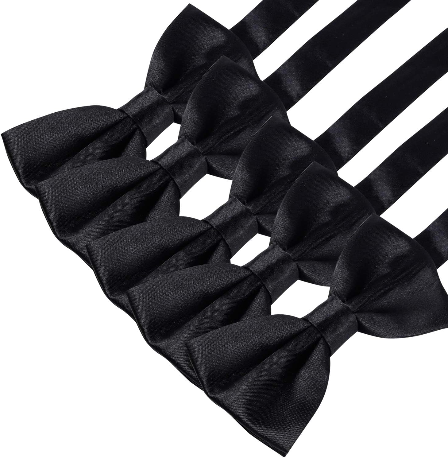 MONOTONOUS 10 Pcs Elegant black Pre-tied Bow ties Formal Tuxedo Bowtie Set with Adjustable Neck Band,Gift Idea For Men And Boys
