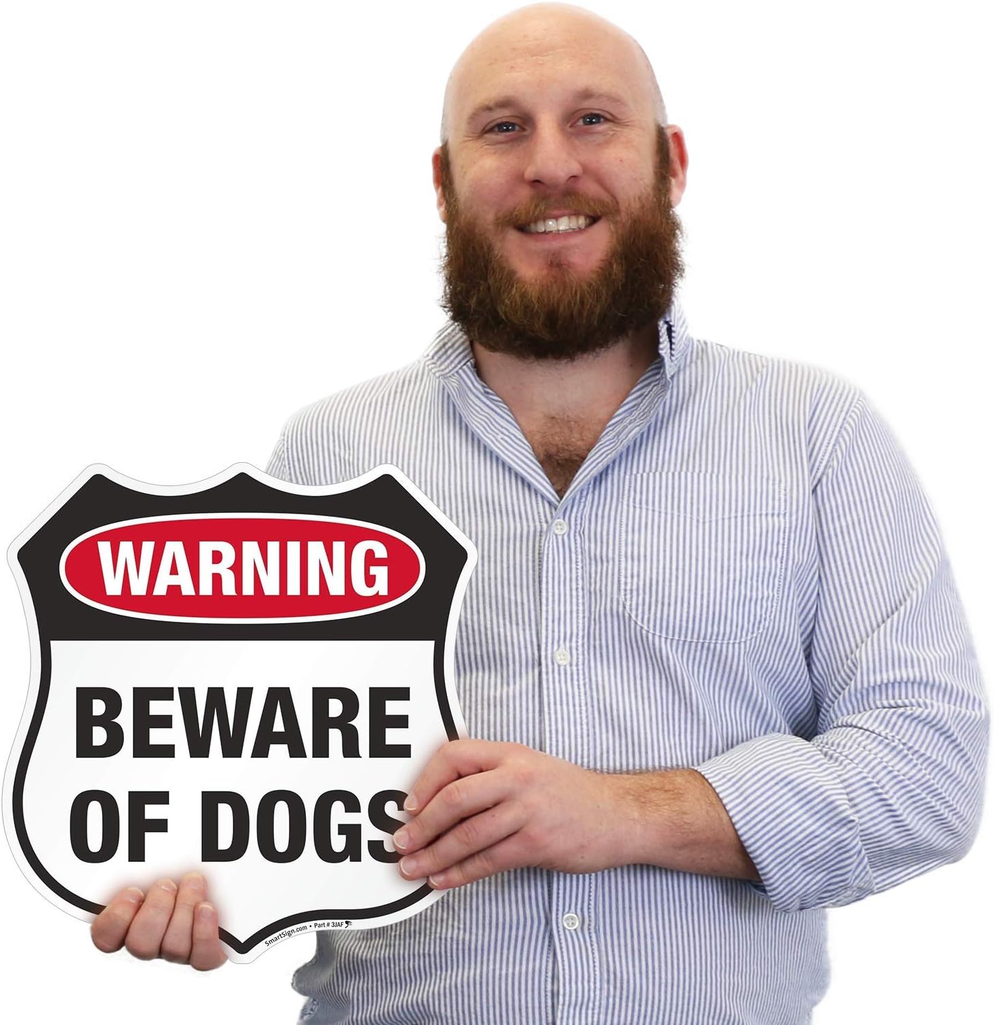 SmartSign "Warning - Beware of Dogs" Sign and Label (Reflective Aluminum Sign)