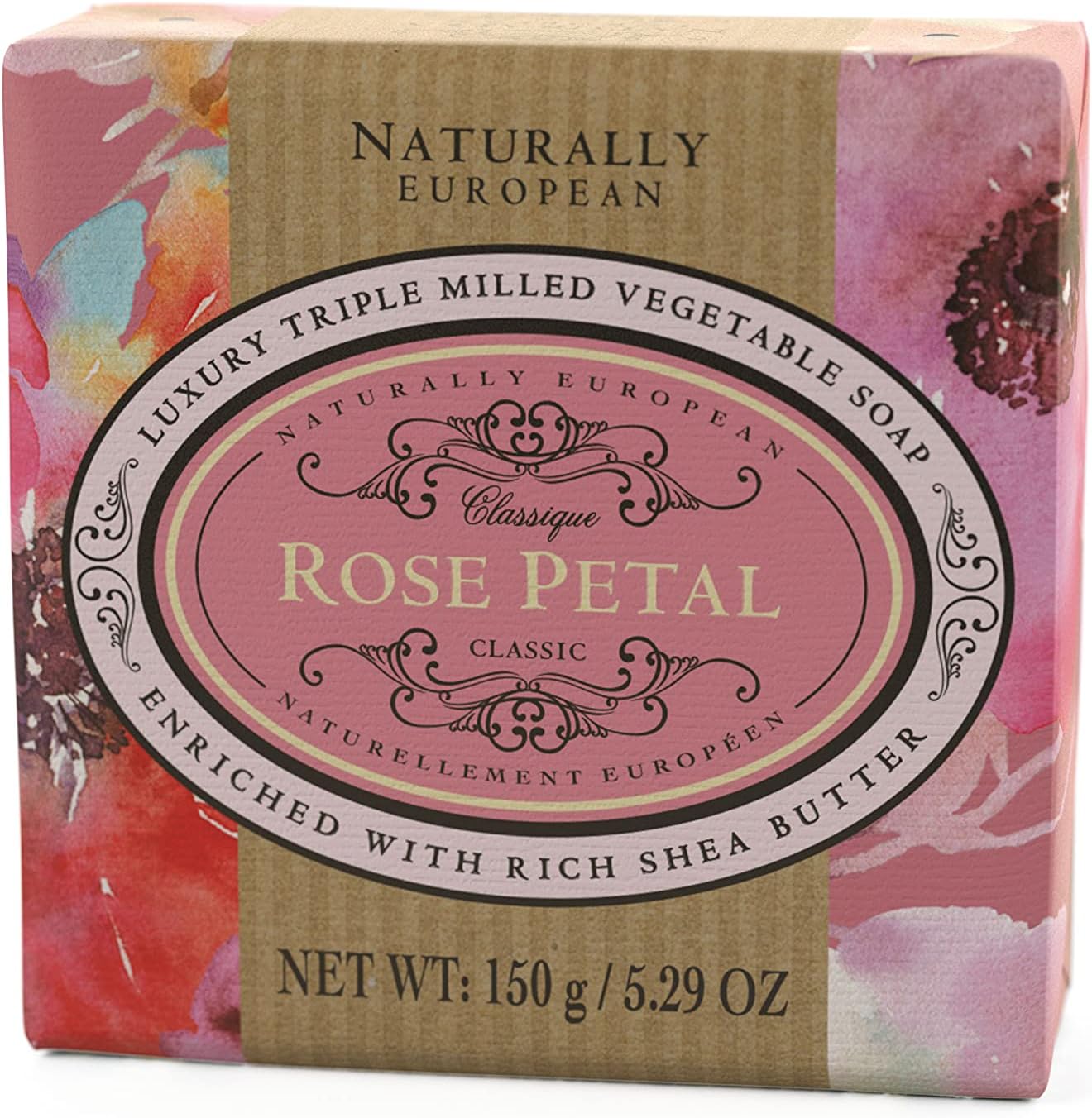 Naturally European Soap Rose Petal 150G Wrapped
