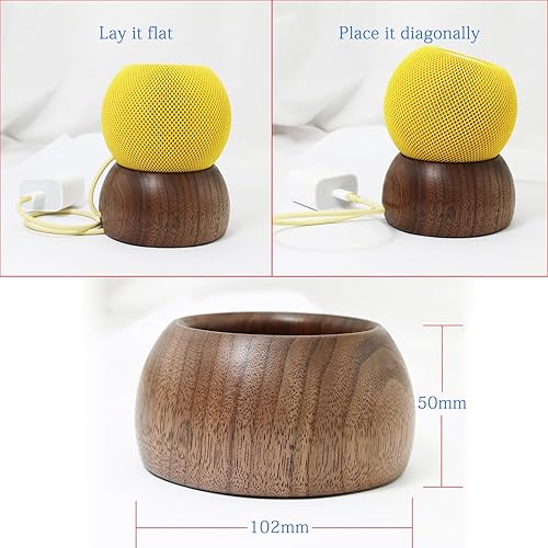 Miniatura 2 de NewFantasia Soporte de madera de nogal compatible con Homepod mini, diseño de cable integrado, soporte de madera maciza para Homepod mini