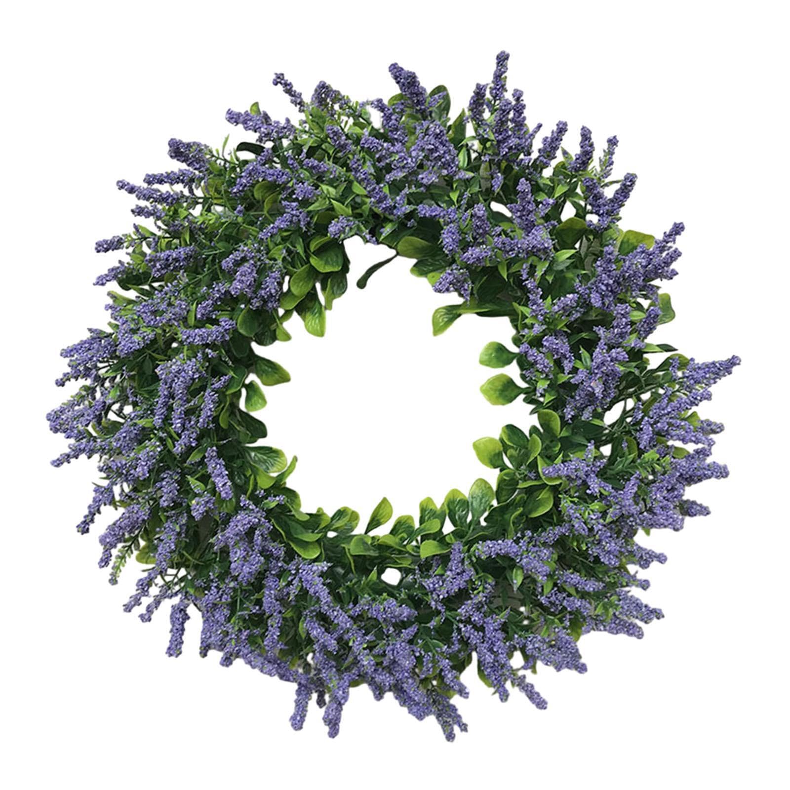TWISAXC Vibrant Lavender Wreath For Front Door Beautiful Farmhouse Spring Decor Artificial Summer Wreath Wedding Party Home Decor Lavender For Front Door