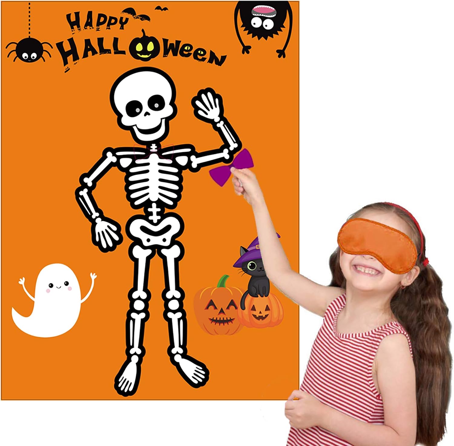 Halloween Games for Kids, Pin the Spider on the Web Party Games Activities