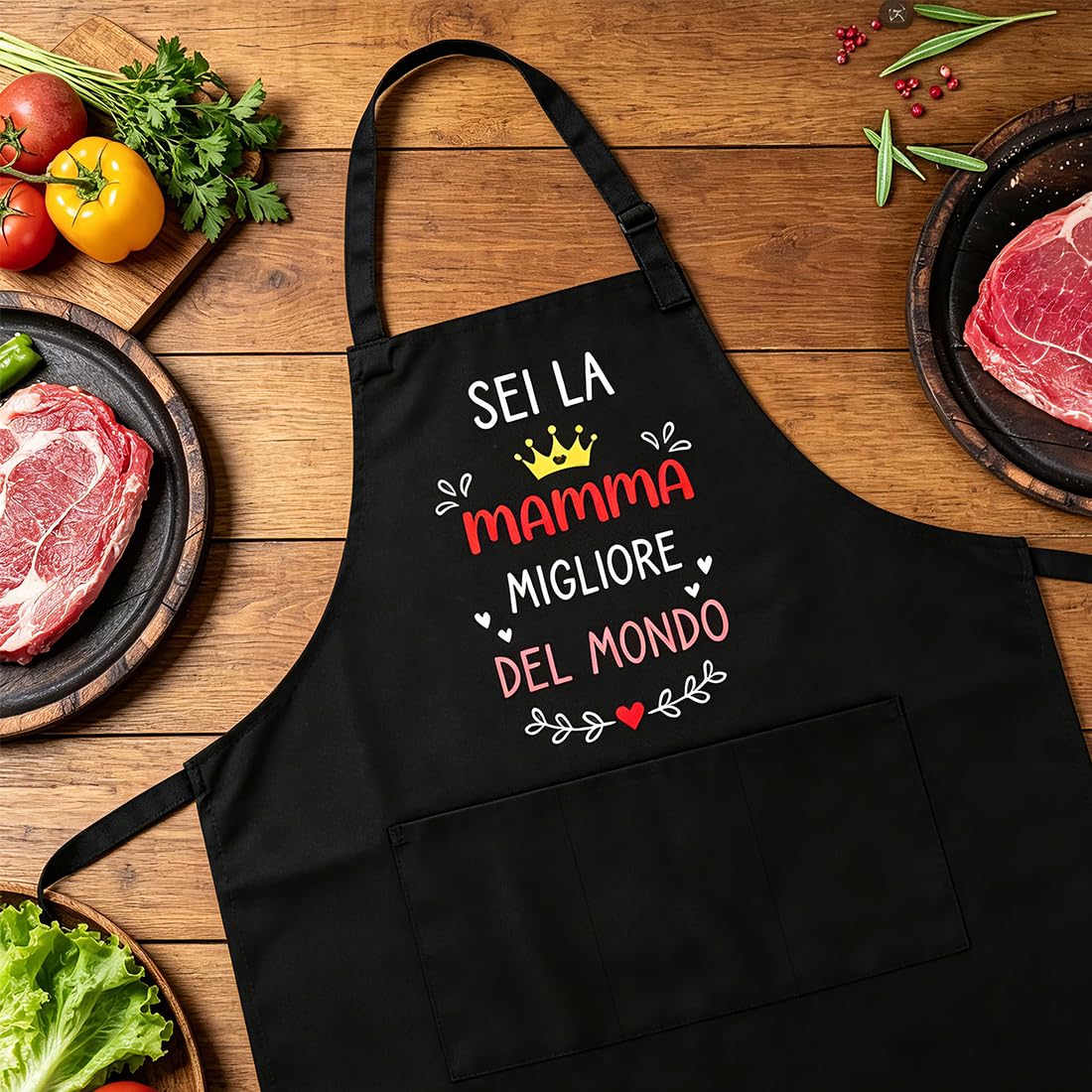 Mamma Regalo Grembiule, Regali Festa Della Mamma, Grembiule Cucina Donna, Sei La Mamma Migliore Del Mondo, Regolabile con 3 Tasche, Regalo per Festa della Donna Compleanno Natale - 4