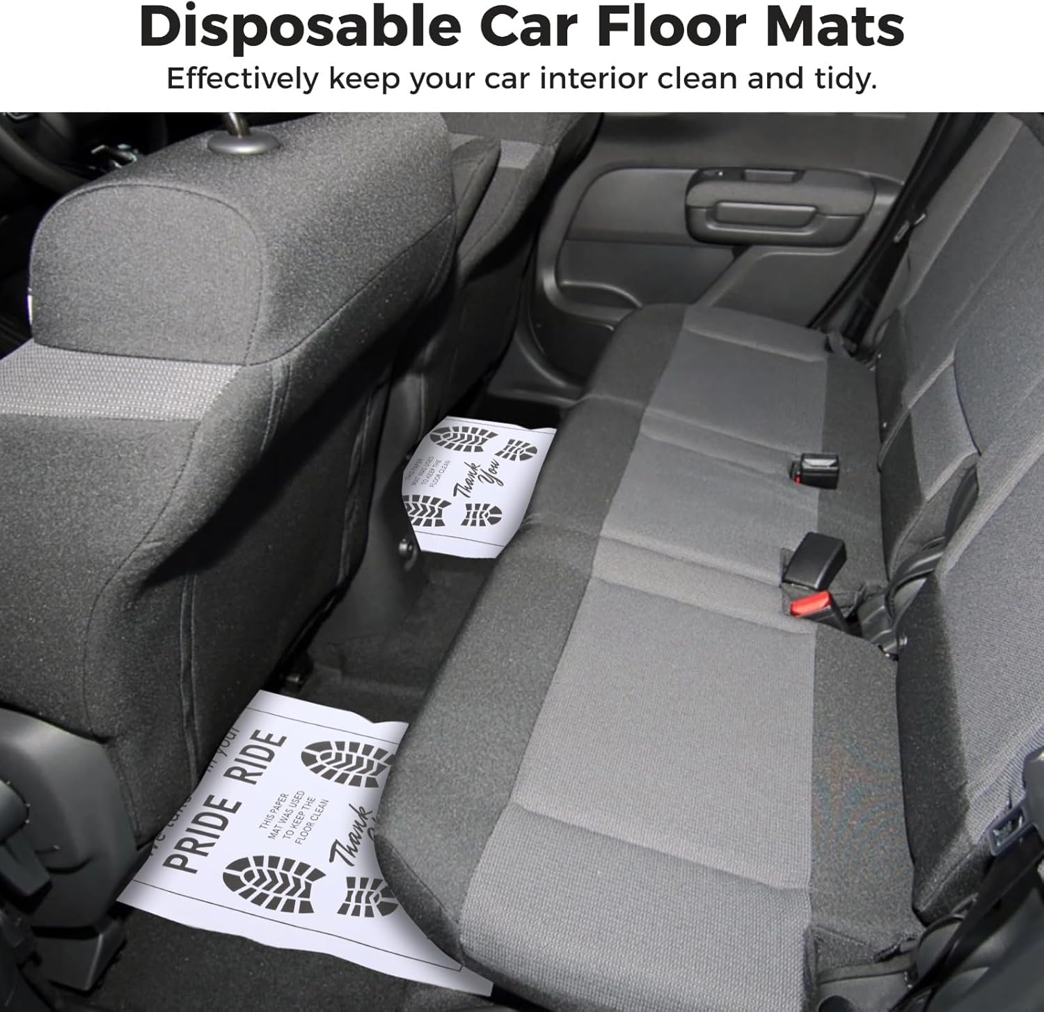 500 Pcs Paper Floor Mats for Cars - 20×16" Disposable Paper Automotive Floor Protectors, Auto Vehicles Floor Covers with Footprint Words, White Floor Pads for Cars